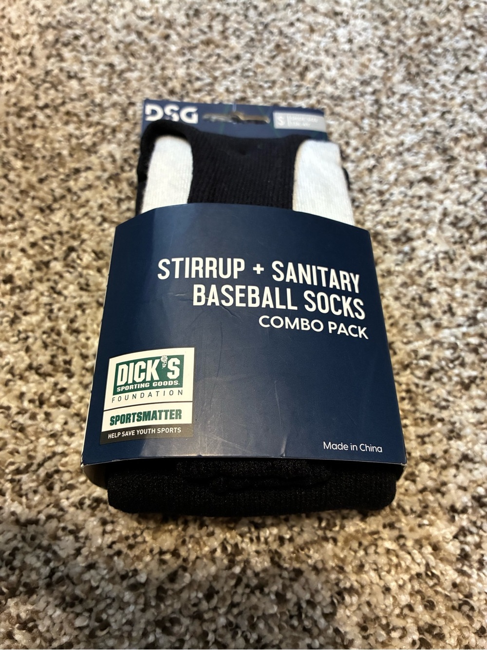 DSG Stirrup & Sanitary Baseball Socks Combo Pack - White Socks and Black Stirrup